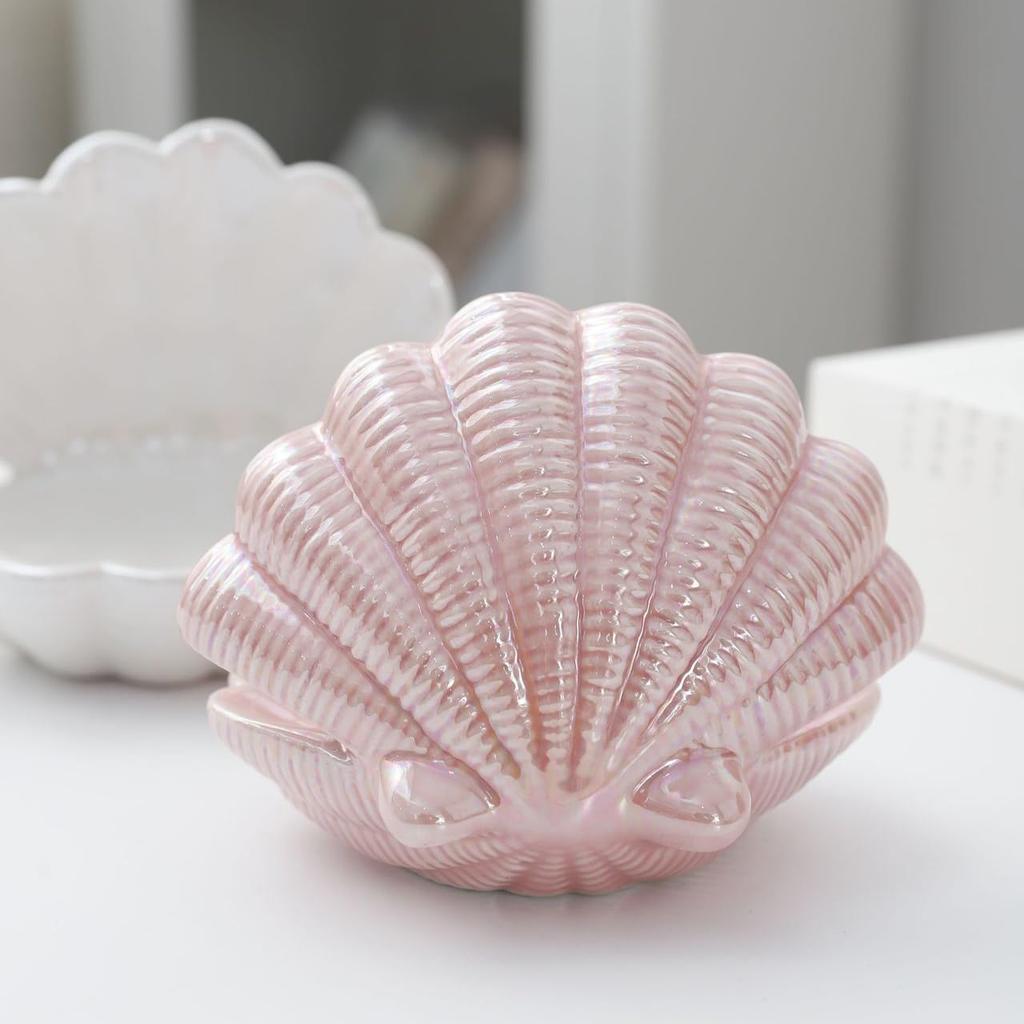 [Queen-b] Schmuckaufbewahrung Muschelschale Tablett, Niedliches und Stilvolles Zubehörtablett für die Wohnungsdekoration (Rosa)