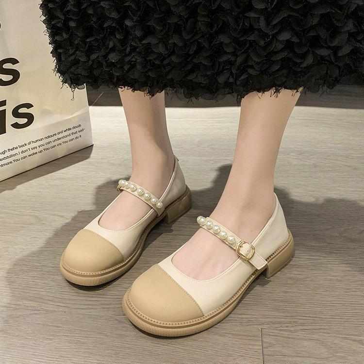 Mary Jane Women's Shoes Summer Shoes Fashionable and Comfortable Loafers Pearl College Style Flat Single Shoes
