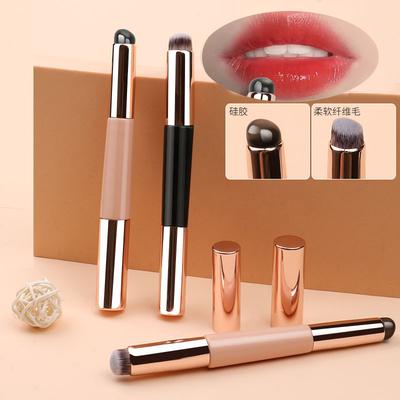 Pinceau à Lèvres en Silicone avec Capuchon de Protection Double Tête Bout des Doigts Tête Ronde Pinceaux à Lèvres Pinceau Correcteur Q Pinceaux de Maquillage Rouge à Lèvres Doux