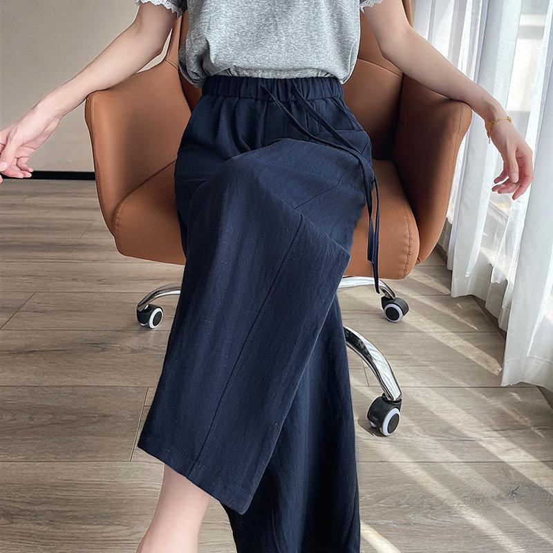 Women s Tencel Linen Wide-Leg Pants - Summer 2026 Casual Ice Silk Straight-Leg Trousers Medium