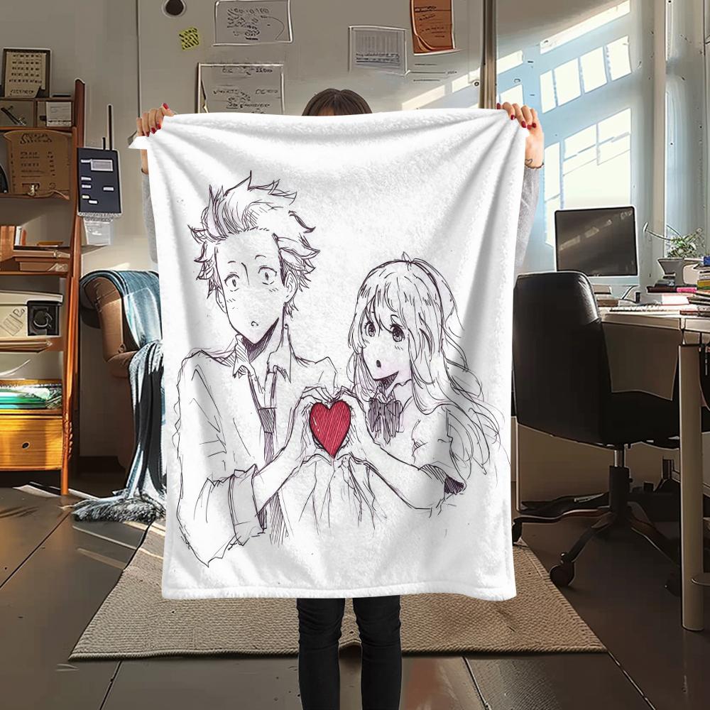 1PC A Silent Voice Print Flannel Blanket, High Quality All Seasons, Home Decor, Warmth and Comfort, Perfect for Christmas Gifts