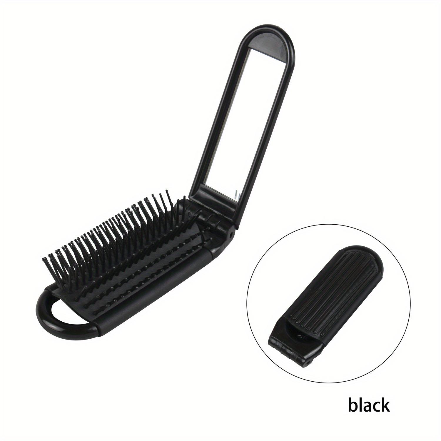

Portable Travel Foldable Hair Brush With Mirror Compact Pocket Size Hair Comb Hairdressing Massage Hair Brush чёрный