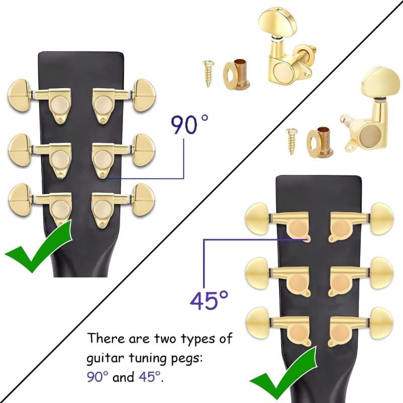 6Pcs Metal Guitar Tuning Key Machine Head String Tuners Replacement Guitar String Tuning Peg Guitar Accessories