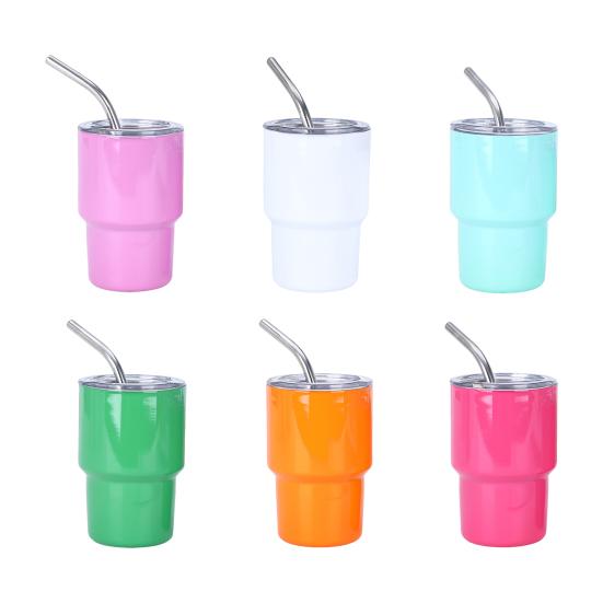 1/6Pcs Stainless Steel Tumbler Shot Glass with Straw Lid 90/150ml Mini Multi-Purpose Cup for Cocktails Coffee Whiskey Portable Beverage Container for