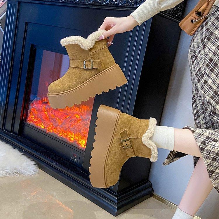 Women's Fashion Soft-Sole Winter Warm Fleece-Lined Snow Boots with Fleece Lining Short Boots, Slip-Resistant Casual Athletic Cotton Boots