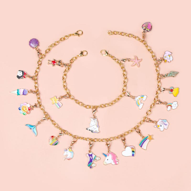 Weihnachts-Countdown-Kalender kreativ DIY Kinder Pony Armband Halskette Set Box vielseitig Cartoon Anhänger Geburtstagsgeschenk