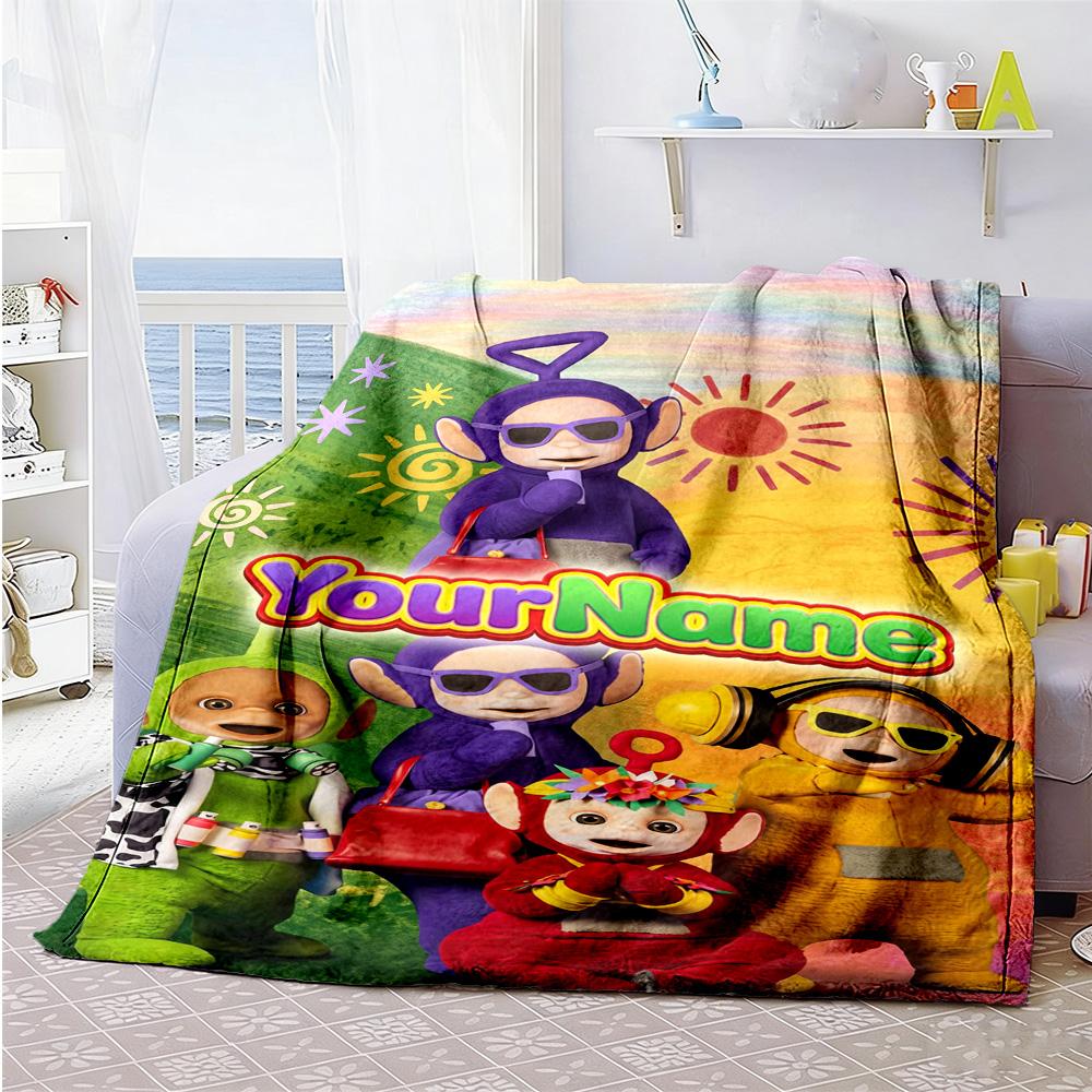 Teletubbies Customize Your Name Blanket Cozy Personalized Blanket Warmthful Decor Perfect for Chair Office Bed Living Room Four Seasons Universal