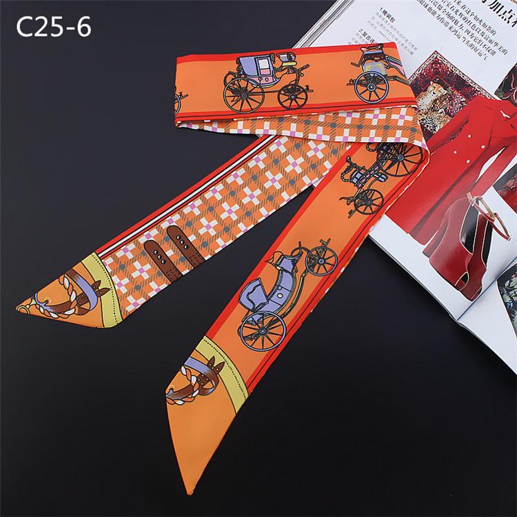 Bag Scarf New Luxury Brand Women Small Silk Scarf Horse Print Head Scarf Handle Bag Ribbons Fashion Tie Long Scarves