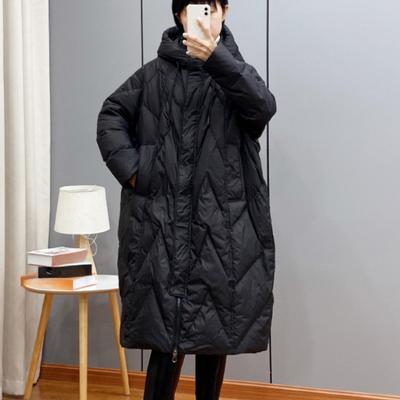 2023 Winter Korean Loose Hooded Thickened White Down Medium and Long Down Jacket Casual Comfortable Coats  Zipper Warm Clothing