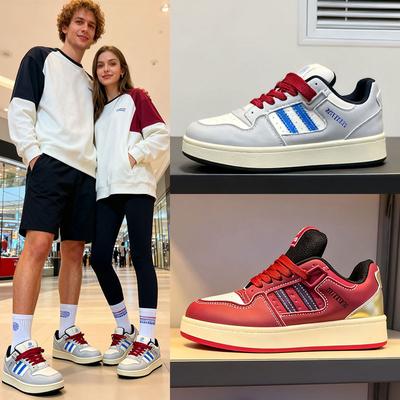 Retro burgunderfarbene Plateau-Brot-Schuhe Damen-Ins Herren-Frühling neue vielseitige lässige Board-Schuhe