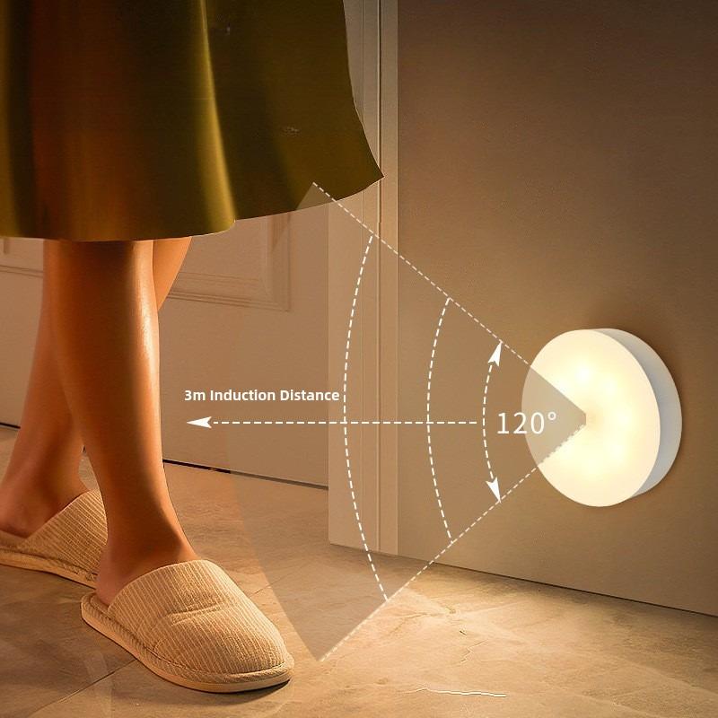 Motion Sensor LED Night Light Auto On and Off Energy-saving Nightlights USB Rechargeable Wall Lamp Cabinet Stairs Lighting