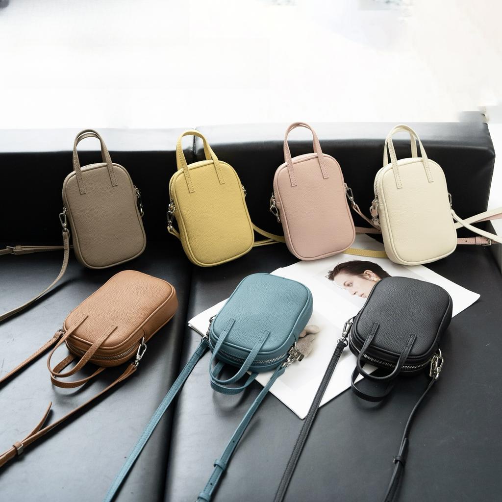 Kuskinn Skulderveske Allsidig Kvinnelig Student Søt Dame Rombe Messenger Skinnveske Praktisk Nøkkelkort Mobiltelefonveske