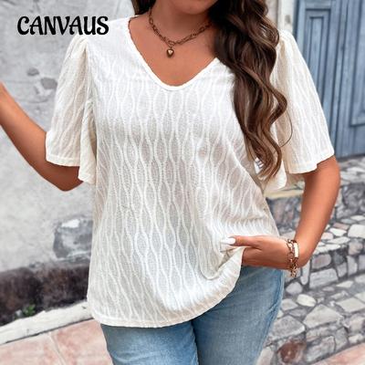 Summer Women's T-shirt Solid Color V-neck Loose Thin Plus Size Tops
