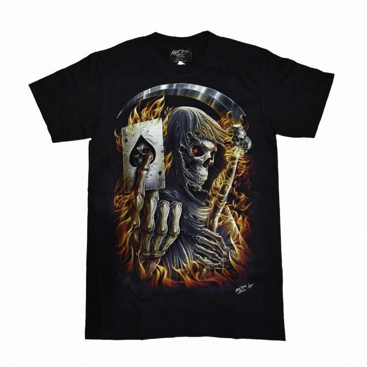 Grim Reaper Ace of Spades Cotton TShirt Biker Streetwear Dark Casual Unisexs Fitness Muscle Black M