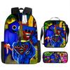 Rainbow Friends Three-Piece Set, Primary And Secondary School Students Satchel, Animation Cartoon Pencil Case, Large Capacity, And Wear-Resistant