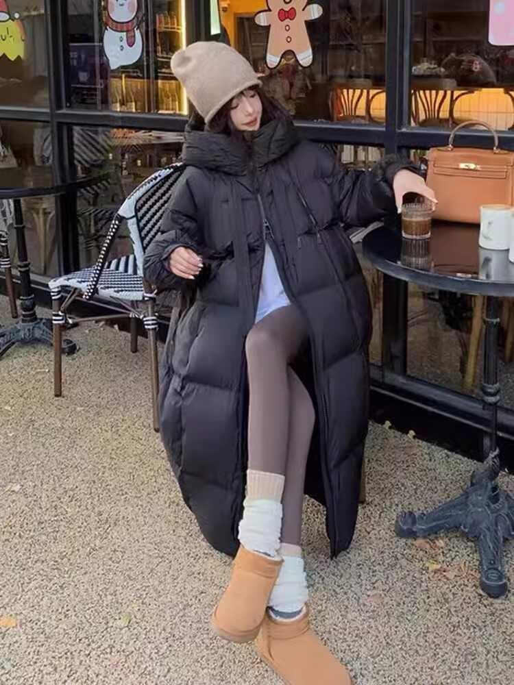 Fashionable Korean Style Women Long Cotton Jacket Large Size Loose Thick Coat