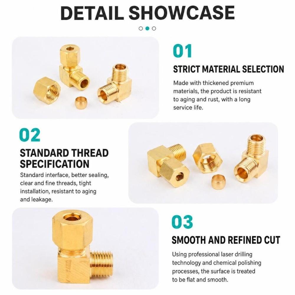 External Thread Compression Tube Fitting 90 Degree Male Elbow Connector Easy Install Tube Elbow