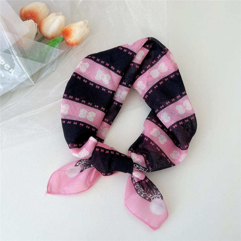 Eșarfă pătrată mică din bumbac și in Eșarfă din mătase Primăvară și toamnă pentru femei Stil nou artistic și versatilă la modă Esarfă cu bentiță cu temperament