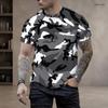 Men Plus Size Round Neck Short Sleeve T Shirt Classic Full Leopard Pattern Summer Hip Hop Casual Daily Tops