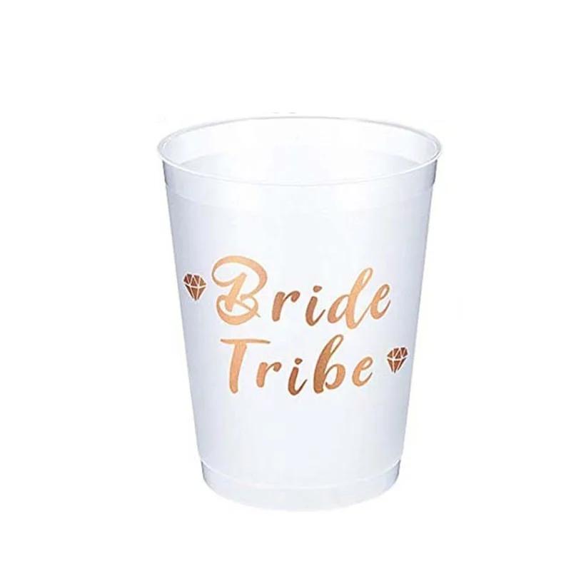 

Team Bride Tribe Cups Bridal Shower Bachelorette Party Plastic Drinking Cup Rose Gold Hen Party Accessories Wedding Decoration S