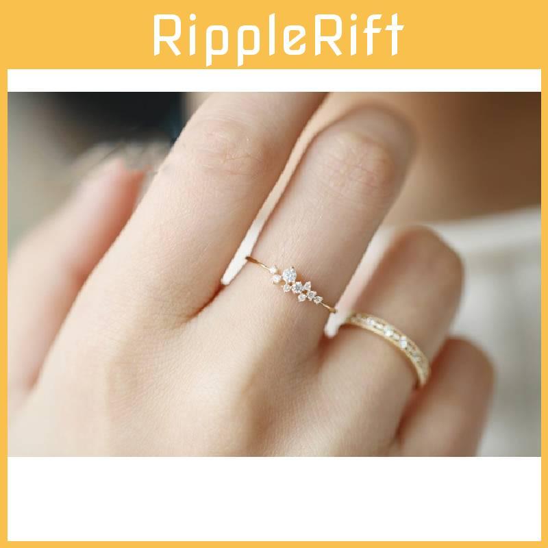 Elegant 18k Gold Plated Diamond Ring For Women With Floral Design And Adjustable Sizes