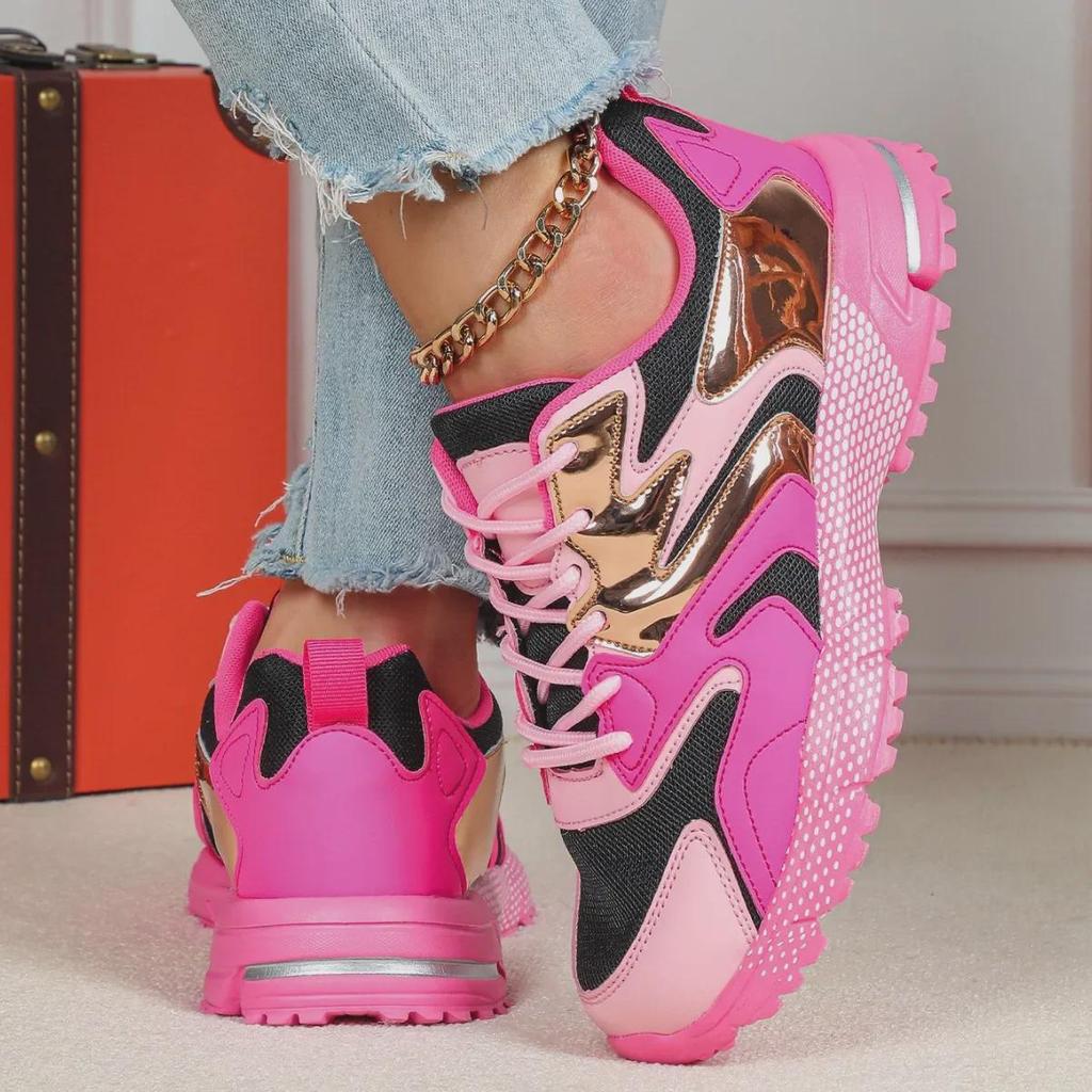 Modne sneakersy casual w stylu color-block z grubą podeszwą dla zwiększenia wzrostu - Unisexowe buty typu 'daddy' w stylu europejskim i amerykańskim