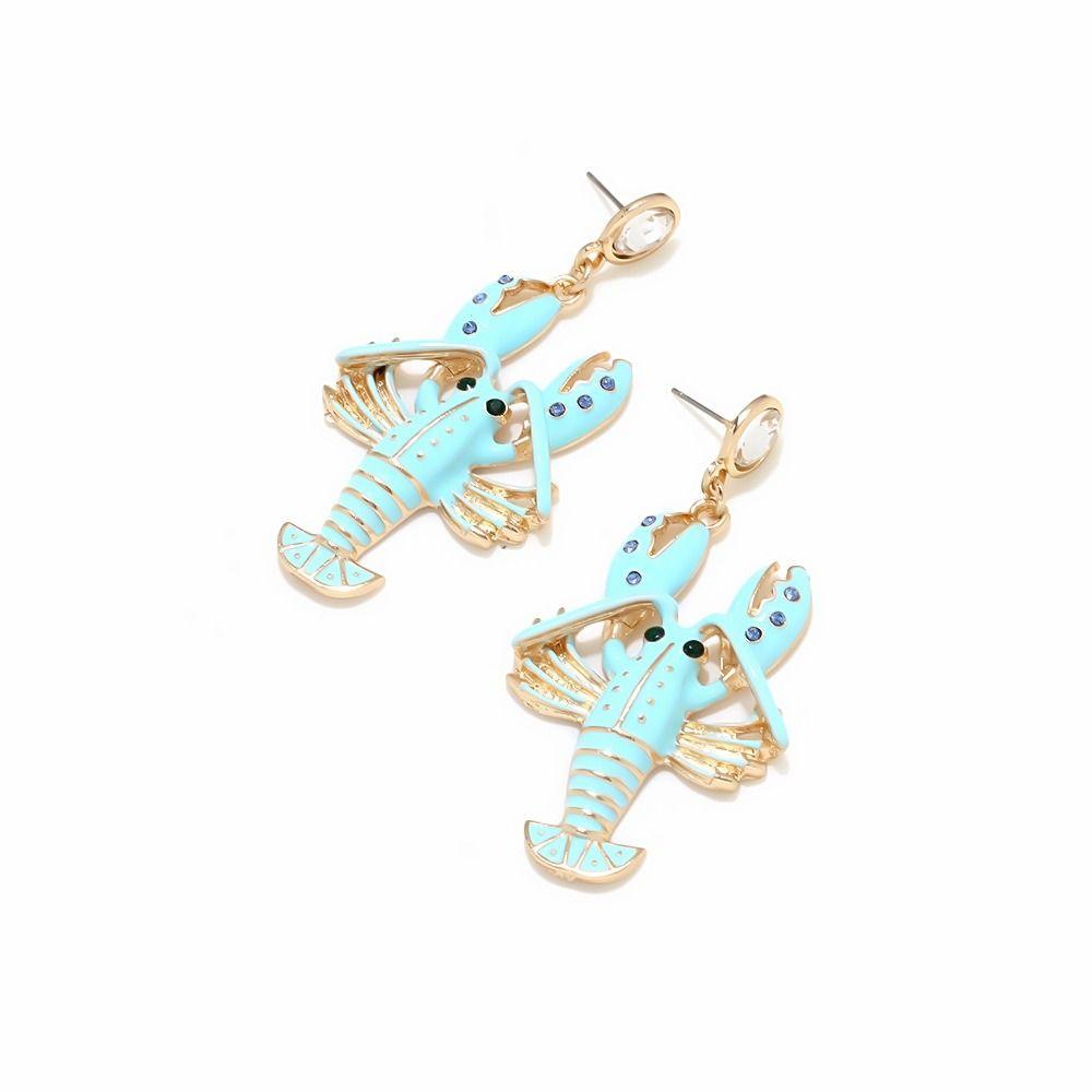 Creative Lobster Earrings Rhinestone Bohemian Dangle Earring Elegant Enamel Stud Earrings  Party