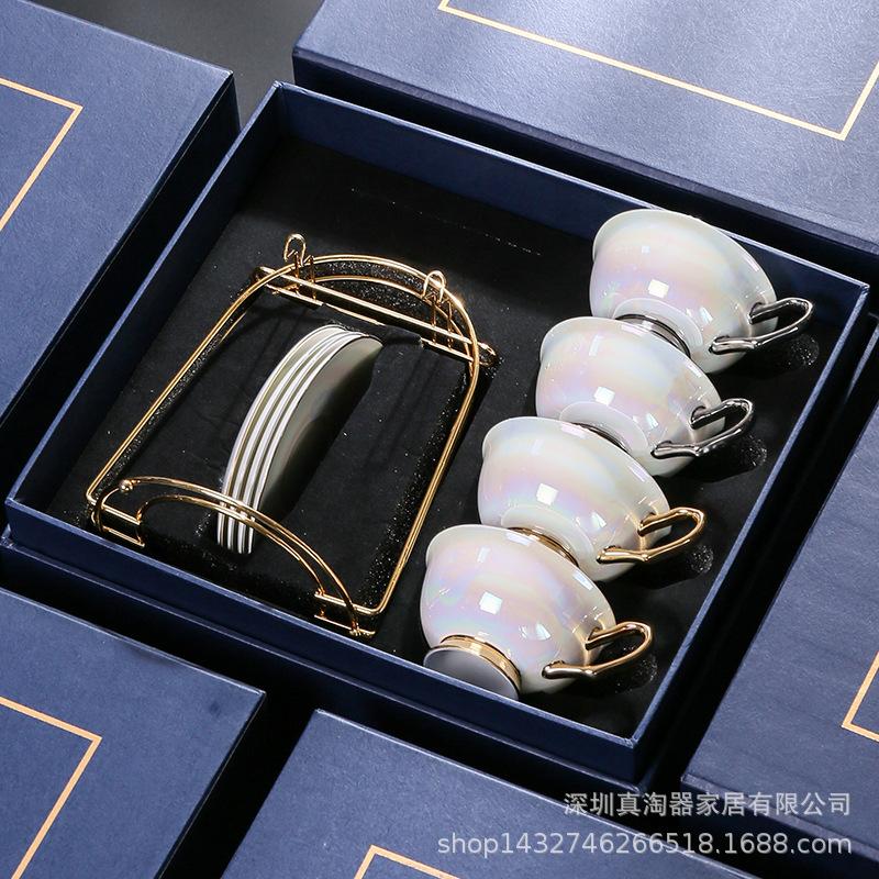 High-end Exquisite Bone China Coffee Cups for Couples Golden Galaxy Souvenir Afternoon Tea Tea Set Ceramic and Ceramic Tableware