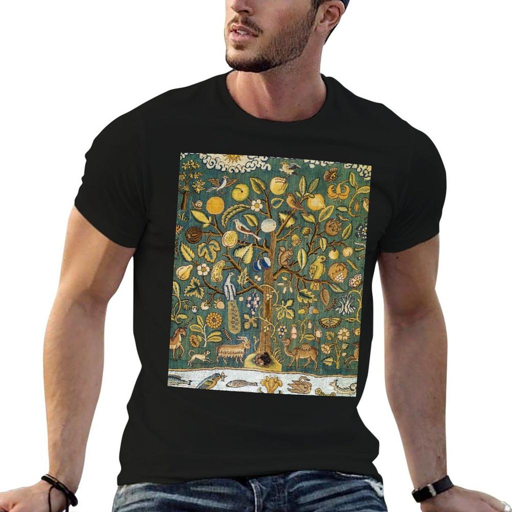 Ancient Animals Tree Medieval Unicorn Floral Tapestry Tshirt T Shirts For Unisex Graphic Vintage T Shirt Personalised Tshirt