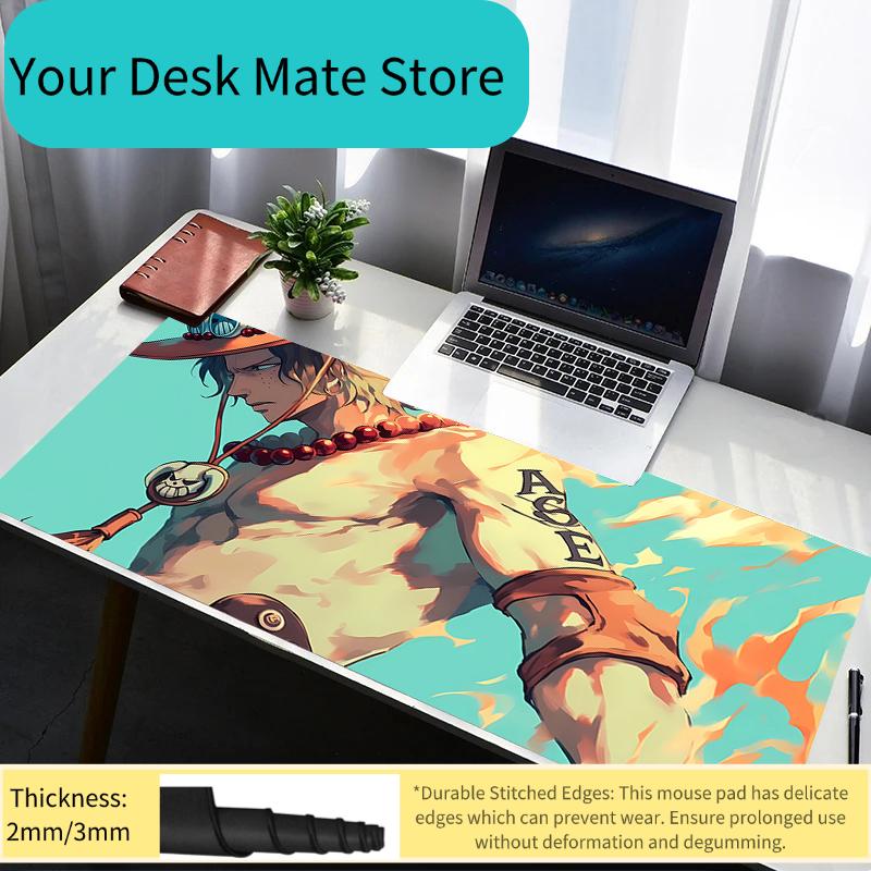 Mouse Pad Office PC Gaming Accessories Keyboard Pad Cartoon Anime Print One Piece Portgas·D· Ace Mousepad Laptop Desk Mouse Mat