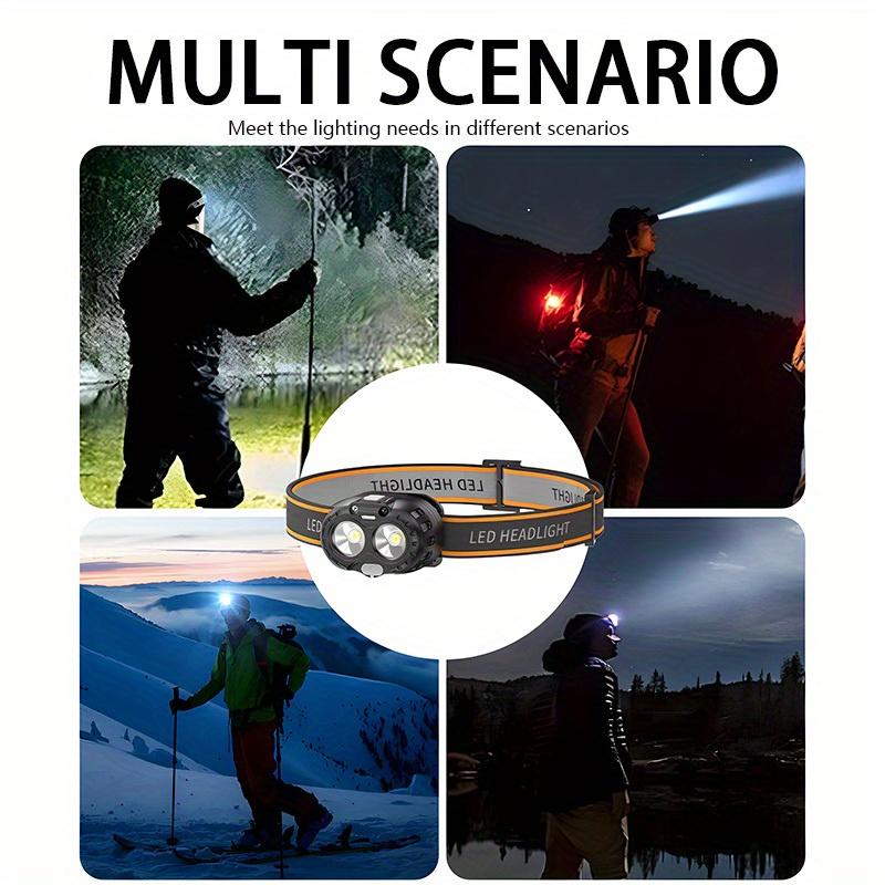 Mini LED Induction Headlight Rechargeable Headband with Adjustable Angle Searchlight for Hiking, Maintenance, Reading, Emergency Use