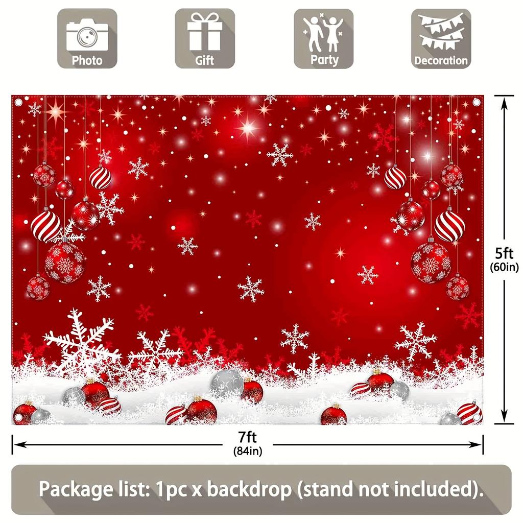 Winter Christmas Snowflake Polyester Photography Background Family New Year's Eve Party Banner Decoration