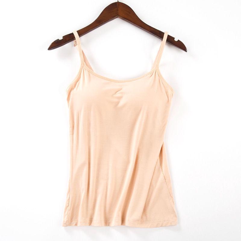 Sleeveless Women's Camisole with Chest Pads - Spaghetti Strap Tank Top, Wire-Free Cup, Ideal As Outerwear Base Layer or Yoga Sportswear