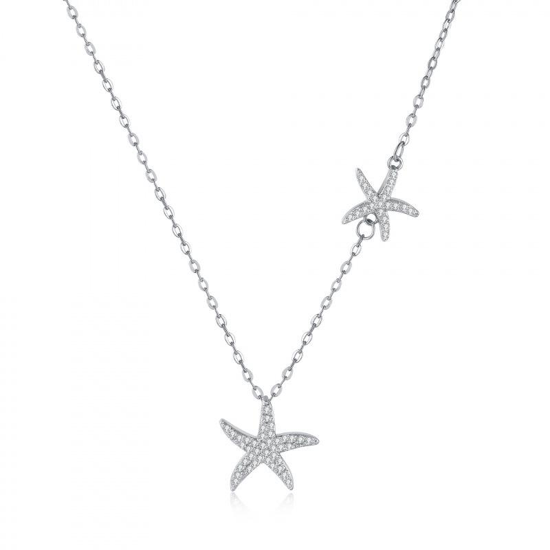 Double Star Diamond Necklace: Personalized Fashion, Luxury Niche Design, Versatile Clavicle Chain for Women