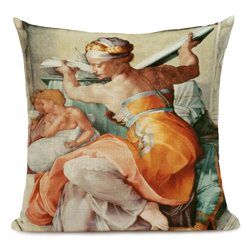 Michelangelo Print Pictură în Ulei Faimoasă Față de Pernă Decor Mural Italian Față de Pernă Husă Pernă Sofă