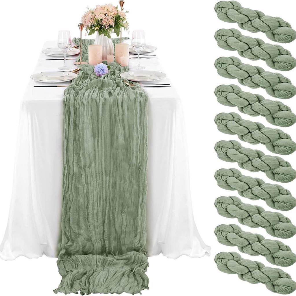 Bohemian Ruffled Table Runner - Crinkle Twist Style Table Flag for Wedding & Party Decor