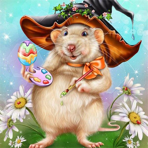 Diamond Painting Mouse Full Square Round New Arrival 5D DIY Diamond Embroidery Animal Handicraft Halloween Decoration