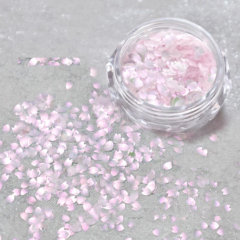 1 eske Blandede former Glimmer Neglepaljetter Polish Fin Glans Sommerfugl Stjerne 3D Dekaler For Negle Skinnende Dekorasjoner Rosa