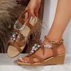 Fashion New Style Round Toe Wedge Heel Metal Decorated Fashionable Women's Shoes Flat Wear-resistant Comfortable Casual Sandals