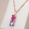 Irregular Inlay Oval Purple Red Zircon Pendant Luxury Women Necklace Golden Chain Light Luxury Party Bling Jewelry Gifts