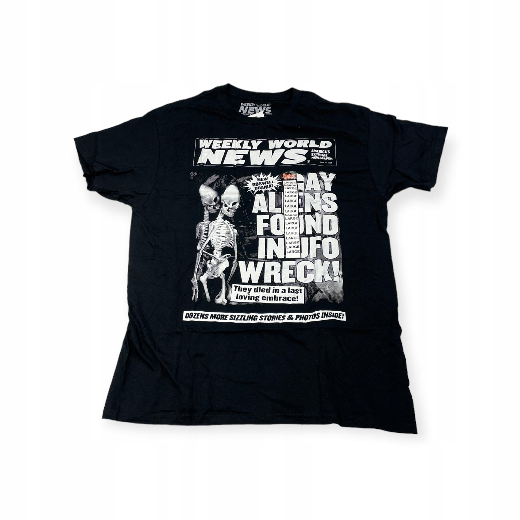 

Koszulka T-shirt męski okrągły dekolt SPENCER S WEEKLY WORLD NEWS L