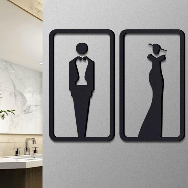 Acrylic Simple 3D Women Men Toilet Sign Plate Wash Room Wall Label Sticker For Shopping Mall Wc Decor