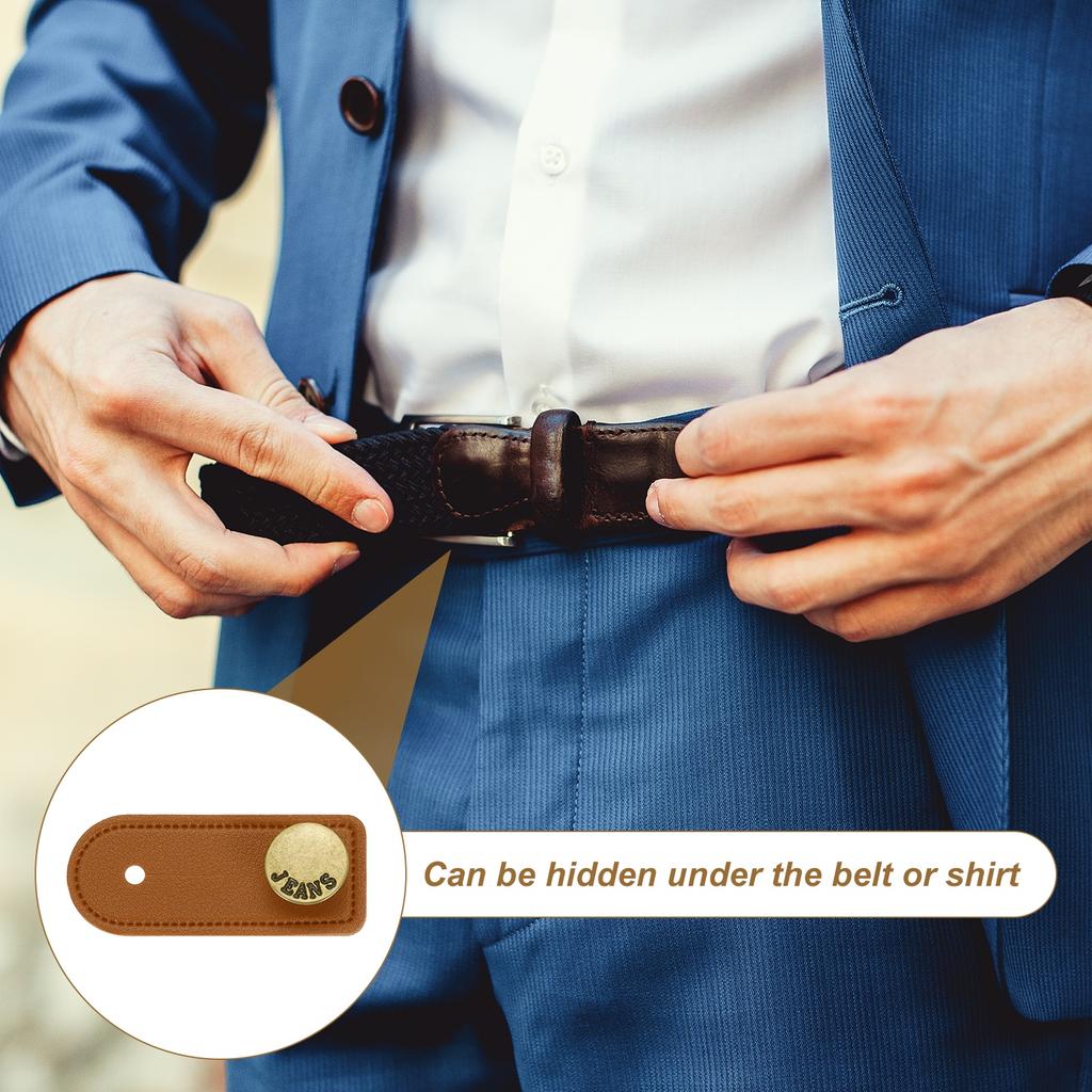 6Pcs Button Extenders for Pants Adjustable Pants Button Expanders Faux Leather Waist Extenders for Women Men Trousers 2.4x1"