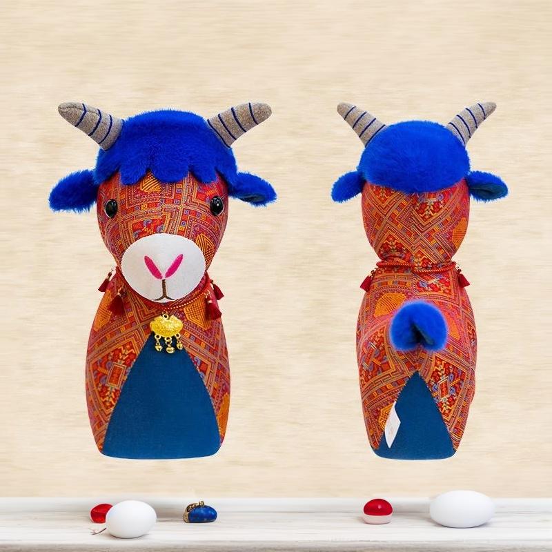 Cuddly Chinese Zodiac Horse Stuffed Doll Traditional Pattern Plush Toy for New Year Gift Collection