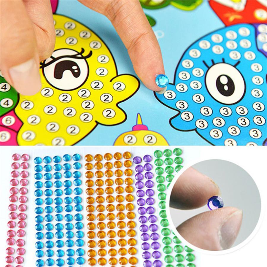 4/8/12pcs Cartoon Diamond Crystal Mosaic Sticker Painting Hanmade DIY Color Diamond Painting Paper Creative DIY Art Kits