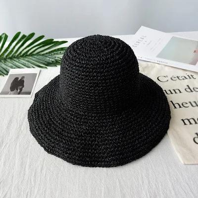 Summer Autumn Hats for Women Retro Flat Drooping Hat Brim Hand-made  Straw Hat Ladies Outdoor Sun Protection Beach Straw Hat