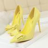 Fashion Sweet Women High Heel Shoes Blue Yellow  Shallow Mouth Pointed Toe Butterfly Knot Leather Wedding Party Event Pumps
