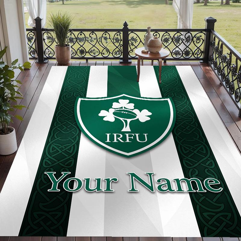 Custom Text Printed Rug Ireland Rugby Non Slip Floor Carpet For Home Room Decor