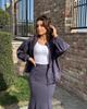 2024 Autumn Casual Solid Color Slim Fit Sweatshirt & Fishtail Skirt Two-Piece Set