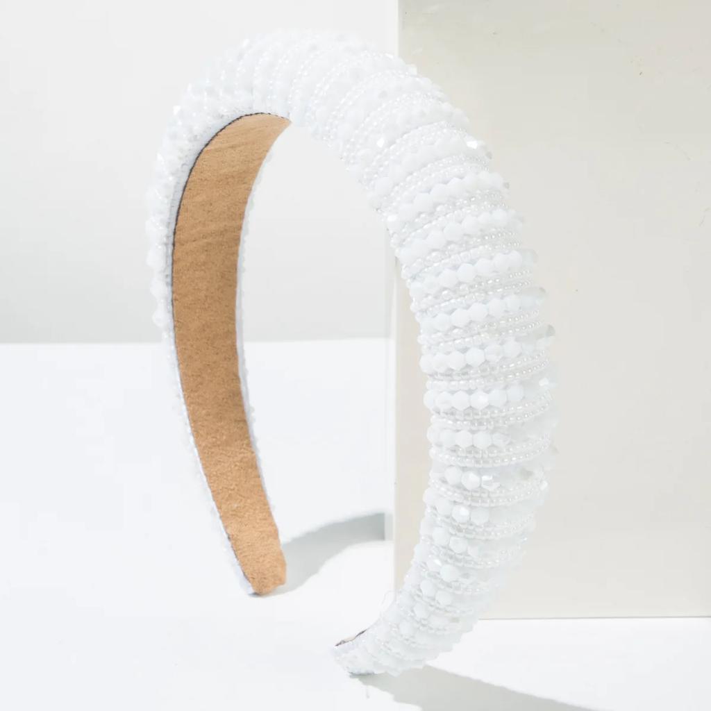 European and American Baroque Sponge Heightening Handmade Beaded Crystal Headband Temperament Versatile Hair Accessories